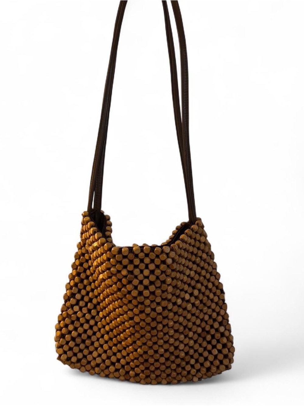 The Sak Brown Beaded Drawstring Shoulder Bag